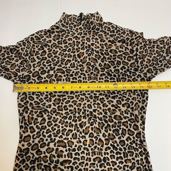 Bardot Leopard Print Long Sleeve Body-Con Midi Dress Size Small - Picture 5 of 10